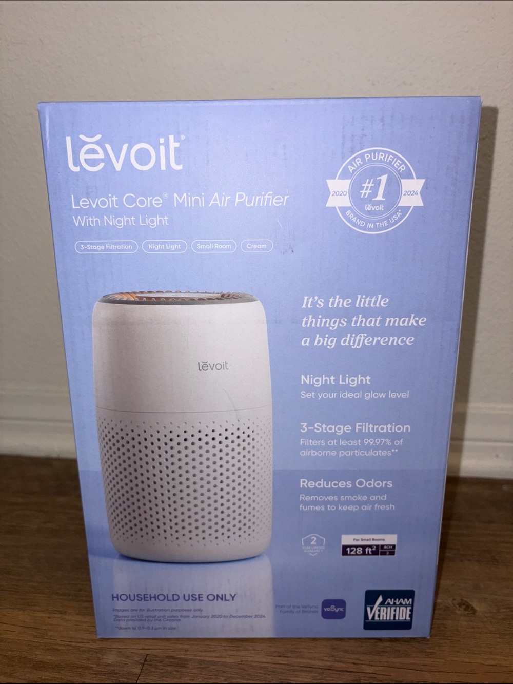 Levoit Core Mini Air Purifier - Cream with Night Light